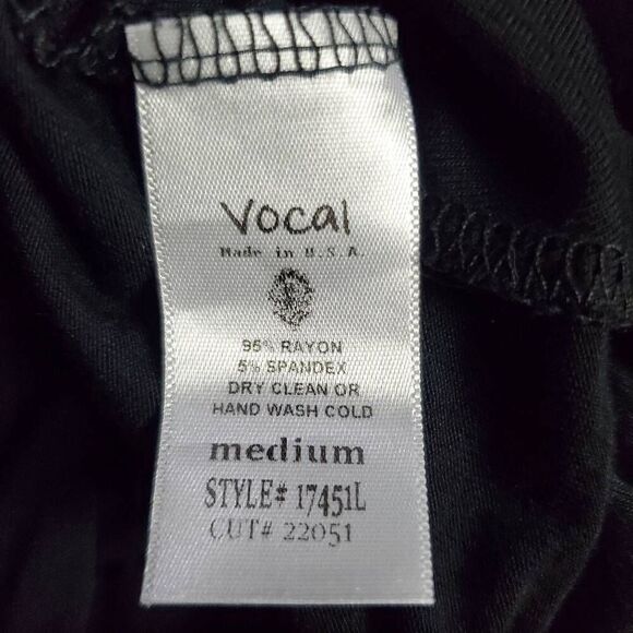 Vocal USA Women’s Black Long Sleeve Draped Hem Top Size Medium - Picture 6 of 8